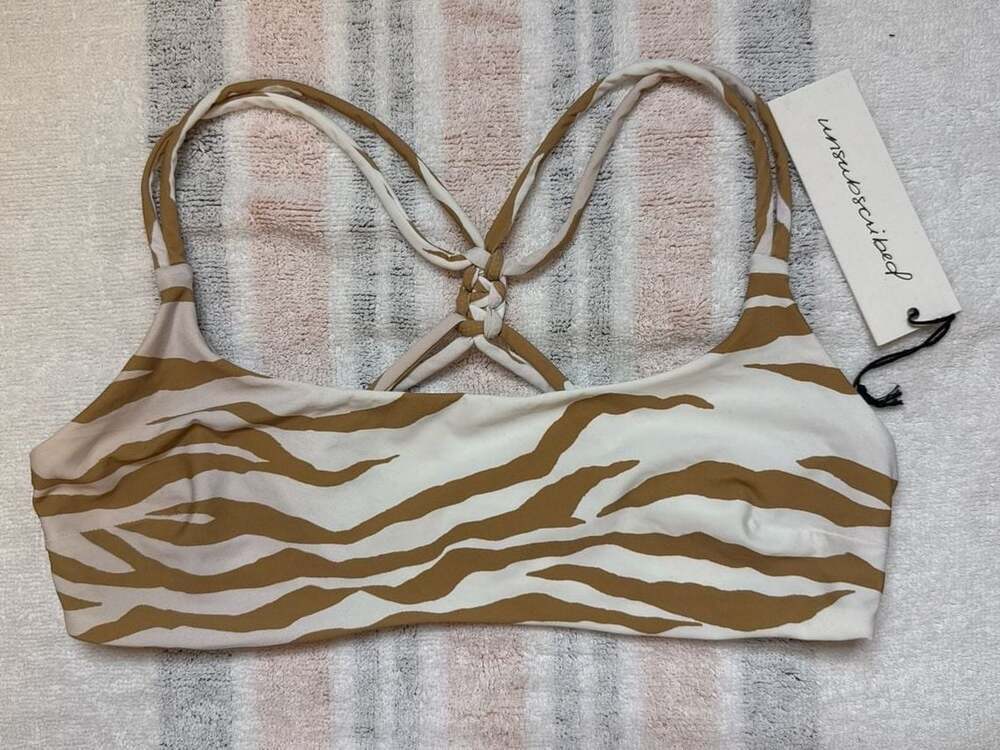 Unsubscribed NWT Zebra Print Knotted Back Bikini Top